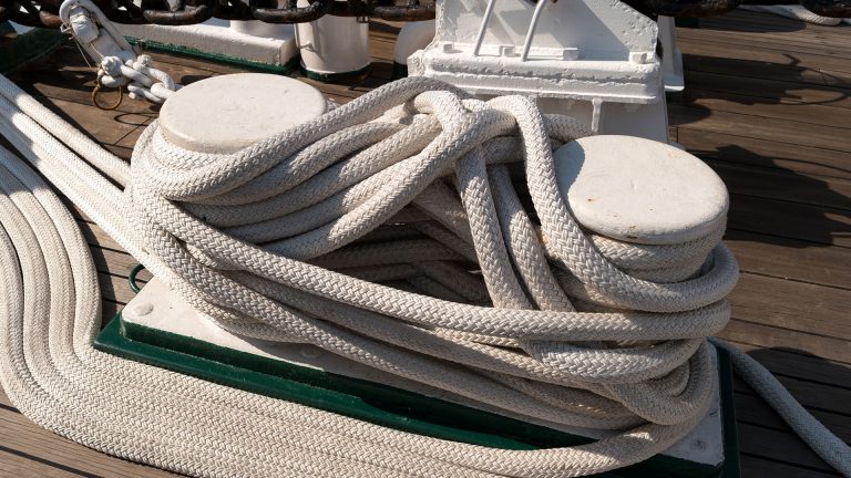 Detail on board of a sailing training ship